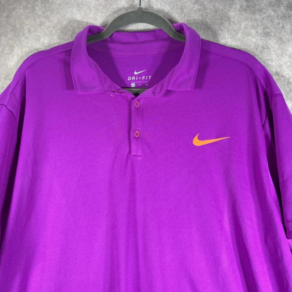Nike Polo Shirt Mens XXL Purple Dri-Fit Golf Performance Short Sleeve Active